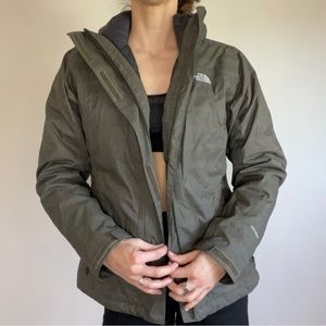 North Face Puffer & Shell Olive Green Winter Jacket - S/P